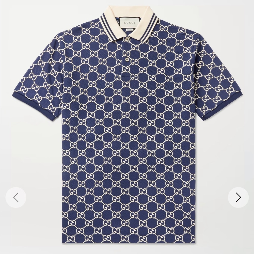 Gucci Logo Embroidered Piqué Polo Shirt - Large